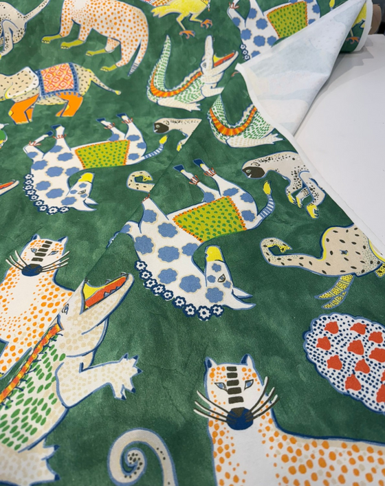 Ziba Green Hullbaloo Cotton Drapery Upholstery Fabric by the Yard