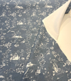 Blue Floral Toile Scenic Cotton Drapery Upholstery Fabric