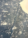 Blue Floral Toile Scenic Cotton Drapery Upholstery Fabric By The Yard