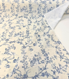 Floral Toile Scenic White Blue Cotton Drapery Upholstery Fabric