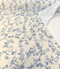 Floral Toile Scenic White Blue Cotton Drapery Upholstery Fabric