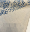 Lido Blue Damask Linen Blend Drapery Upholstery Fabric by the yard