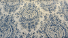 Lido Blue Damask Linen Blend Drapery Upholstery Fabric by the yard