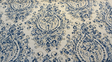  Lido Blue Damask Linen Blend Drapery Upholstery Fabric by the yard