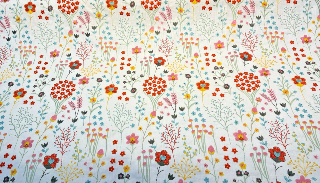 Waverly Floral Feast Emb Spring PK Embroidered 410520 Fabric By the Yard
