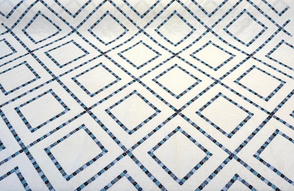 Beaded Lattice Porcelain Blue Emb 410512 Waverly Embroidered Fabric