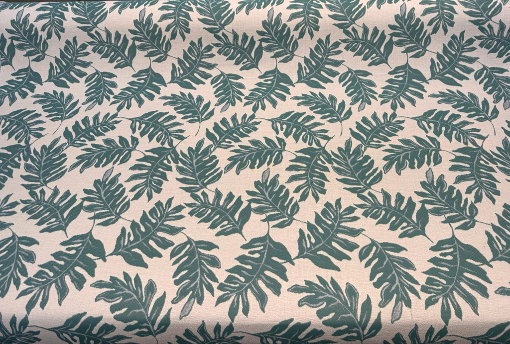 Sunbrella Frida Leaf Aquamarine Outdoor Upholstery Fabric By the yard