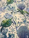 Sea Turtle Coral Reef Ocean Blue Green Coastal Cotton Fabric by the Yard