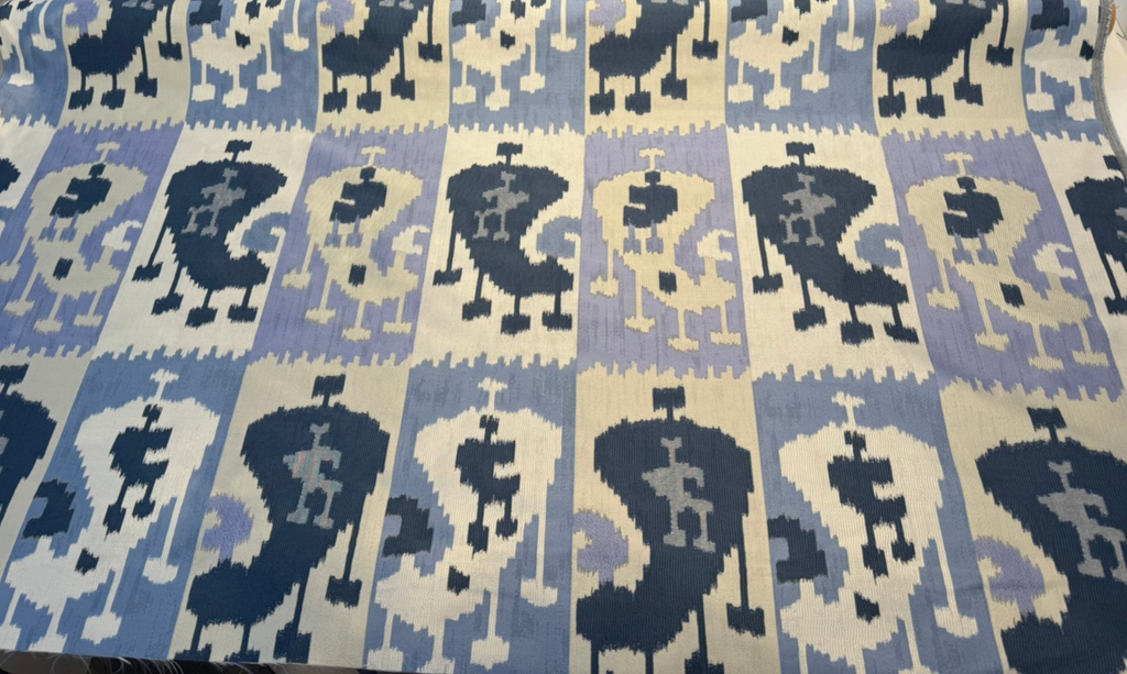 Wrangler Denim Blue Jacquard Geometric Upholstery Drapery Fabric