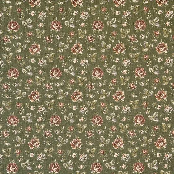 Gayle Moss Green Scattered Rose Tapestry Regal Upholstery Fabric By The Yard