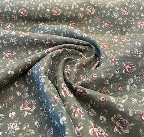 Gayle Moss Green Scattered Rose Tapestry Regal Upholstery Fabric By The Yard