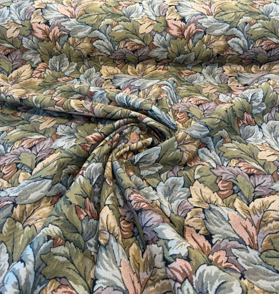 Seattle Harvest Leaves Tapestry Chenille Upholstery Fabric By The Yard