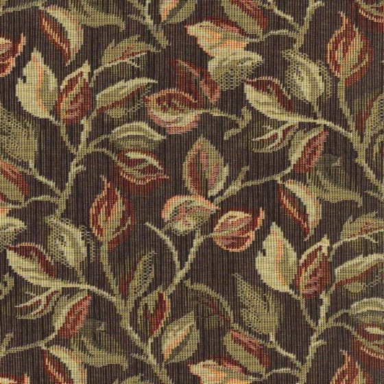 Gabrielle Teak Noir Leaves Branches Tapestry Regal Upholstery Fabric By The Yard