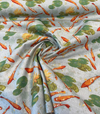 Koi Fish Pond Regal Linen Style Upholstery Drapery Fabric 