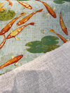 Koi Fish Pond Regal Linen Style Upholstery Drapery Fabric By The Yard