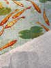 Koi Fish Pond Regal Linen Style Upholstery Drapery Fabric By The Yard