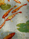 Koi Fish Pond Regal Linen Style Upholstery Drapery Fabric By The Yard