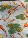 Koi Fish Pond Regal Linen Style Upholstery Drapery Fabric By The Yard