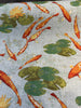 Koi Fish Pond Regal Linen Style Upholstery Drapery Fabric By The Yard