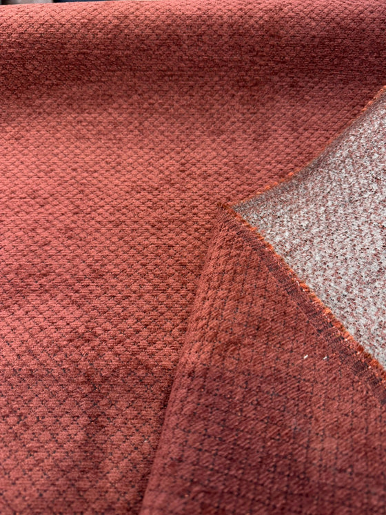 Regent Ruby Dark Red Small Diamond Chenille Regal Upholstery Fabric By The Yard