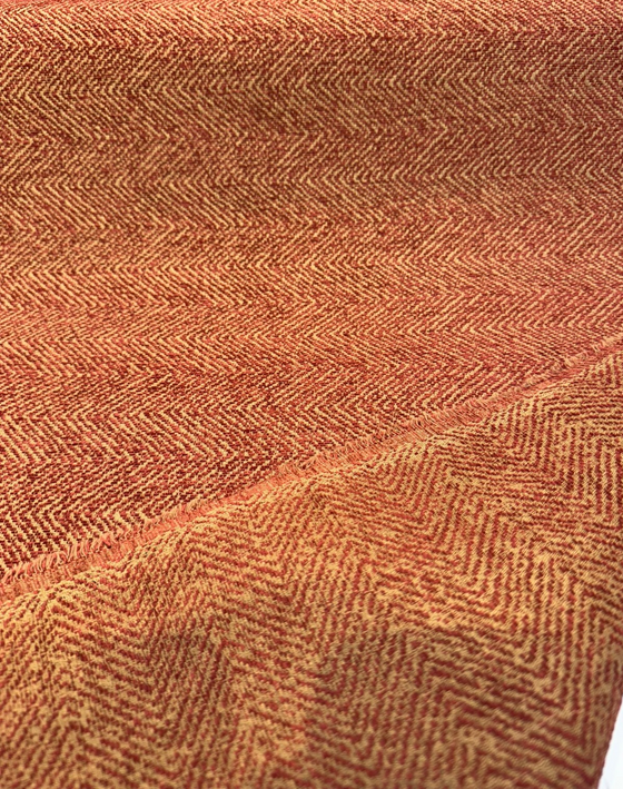 Phillip Bittersweet Red Gold Herringbone Chenille Upholstery Fabric By The Yard