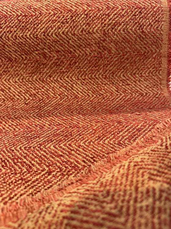 Phillip Bittersweet Red Gold Herringbone Chenille Upholstery Fabric By The Yard