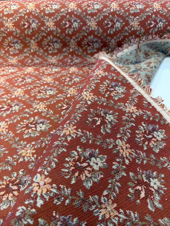 Gladys Salsa Red Flame Floral Bouquet Tapestry Upholstery Fabric By The Yard