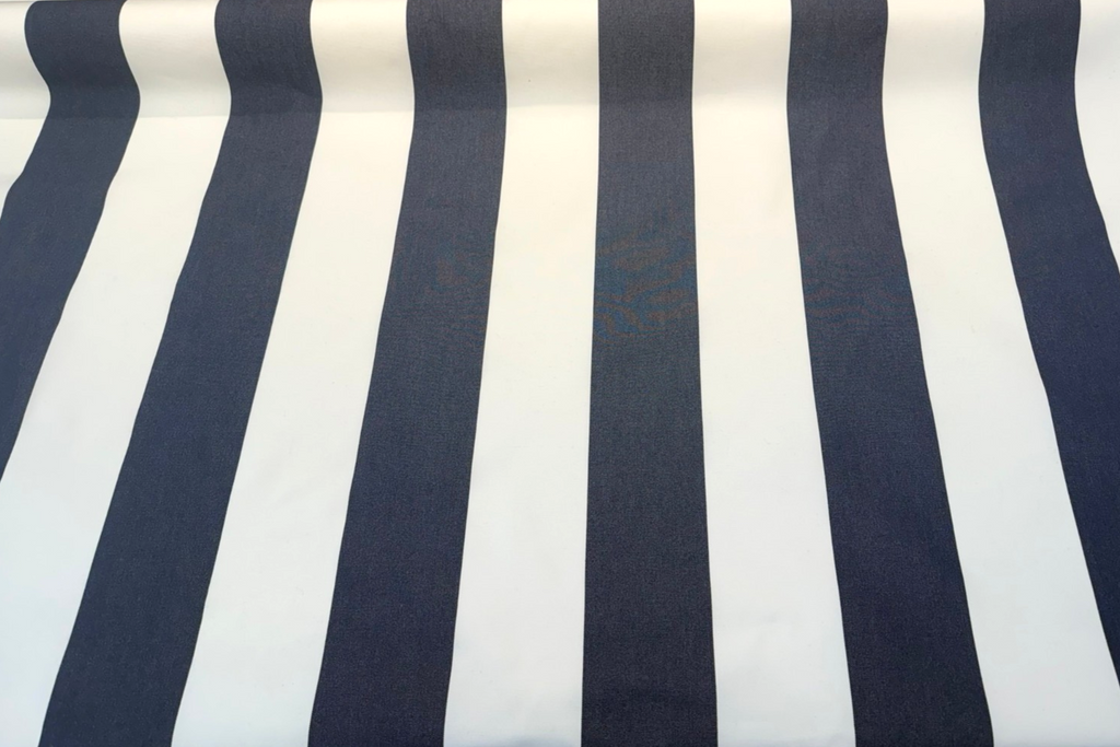Sunbrella Regal Stripes Navy Blue White Outdoor Performance Fabric