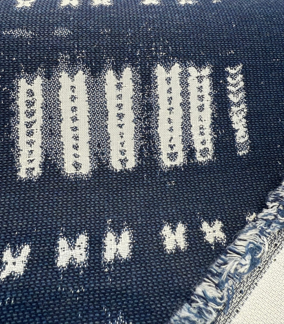 Sunbrella Keval Tribal Indigo Blue 145655-0001 Upholstery Fabric By the yard