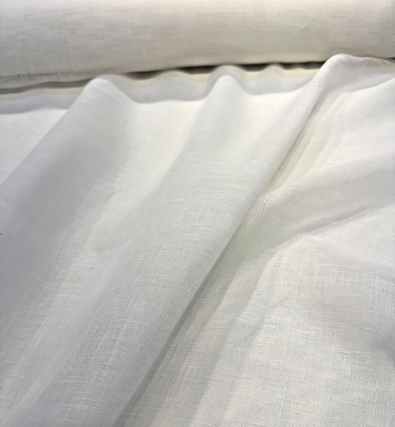 Belgian Linen Sheer Snow White Curtain Drapery 59 inch Fabric By the Yard
