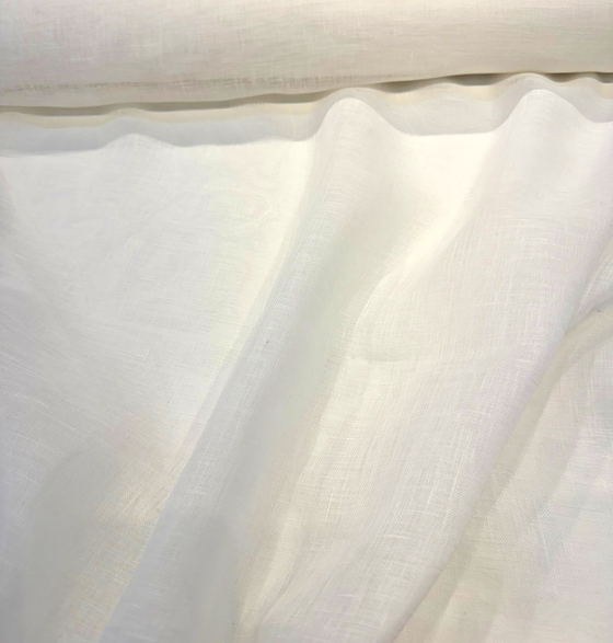 Belgian Linen Sheer Snow White Curtain Drapery 59 inch Fabric By the Yard