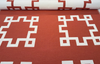 Sunbrella Greco Papaya Red Upholstery 73045-0003 Reversible Fabric By The Yard