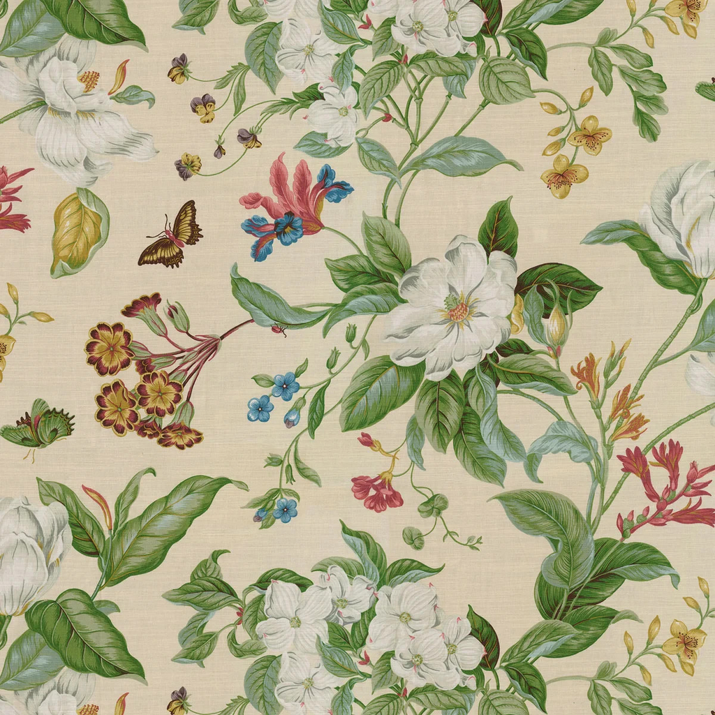Williamsburg Garden Images Creme Floral Drapery Upholstery Waverly Fabric