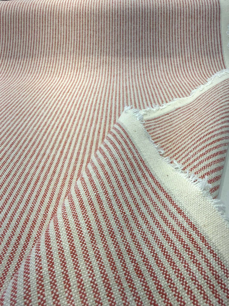 Cullen Ticking Stripe Bay Berry PK Drapery Upholstery Fabric
