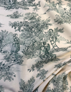Green Pastoral Toile Drapery Upholstery Cotton Fabric by the yard