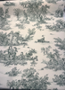 Green Pastoral Toile Drapery Upholstery Cotton Fabric by the yard
