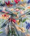 Enchanted Garden Robins Egg Blue PK Floral Bird Teflon Finish Fabric by the yard