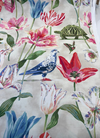 Enchanted Garden Primavera Blue PK Floral Bird Teflon Finish Fabric by the yard