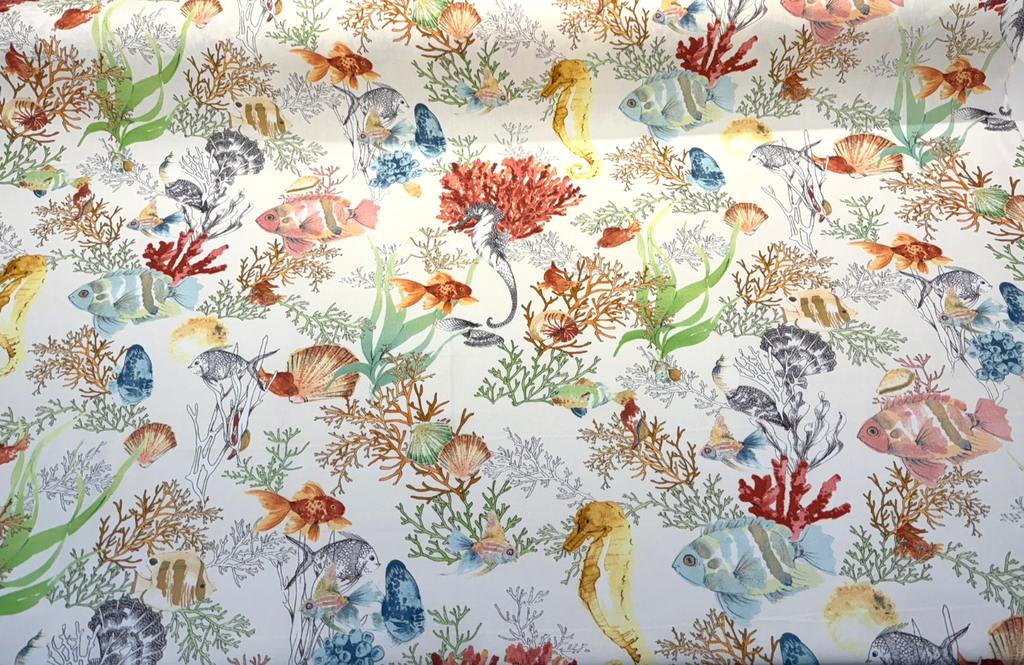 Seaworld Fish Seahorse Coral Reef Multi Drapery Upholstery Fabric By The Yard