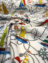 Nautical Sailing Sailboats & Rope Coastal Drapery Upholstery Fabric by the Yard