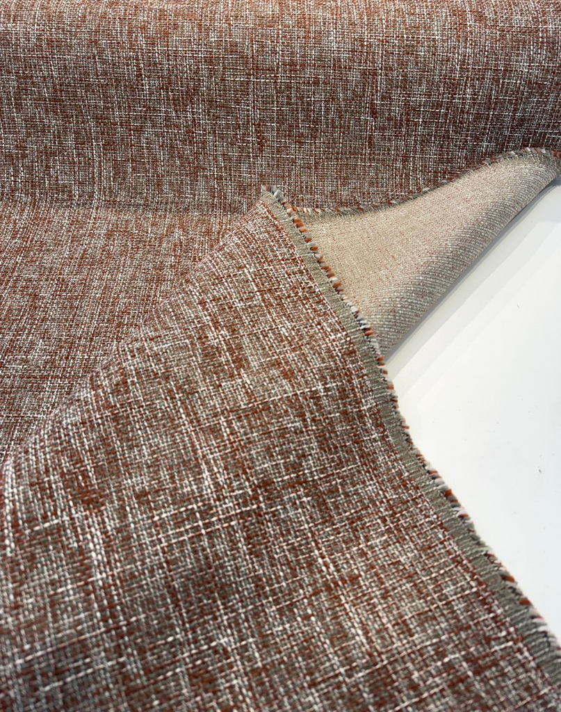 New Amsterdam Agate Red Gray Tweed Chenille Upholstery PK Fabric By The Yard