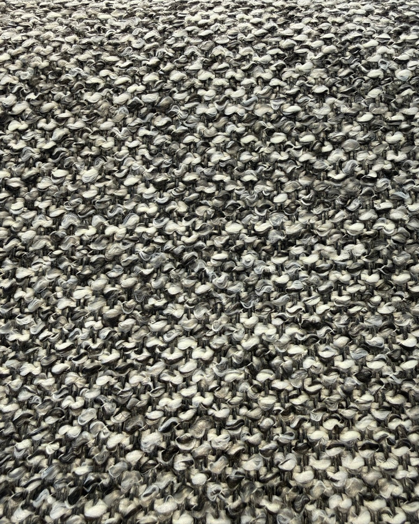 Dreamy Volcanic Black Gray Revolution Boucle Upholstery Fabric By The Yard