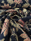 Naomi Chenille Black Burgundy Gold Floral Upholstery Fabric By The Yard