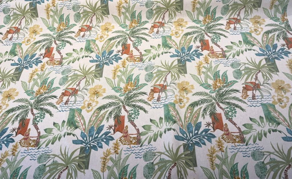 Bora Bora Tropical Green Belle Maison Drapery Upholstery Fabric by the yard
