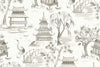 Kimiko Toile Fog Gray Belle Maison Drapery Upholstery Fabric by the yard