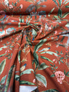 Laos Chili Red Tropical Elephant Monkey Peacock Upholstery Drapery Belle Maison Fabric By The Yard