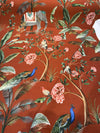 Laos Chili Red Tropical Elephant Monkey Peacock Upholstery Drapery Belle Maison Fabric By The Yard