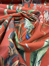 Laos Chili Red Tropical Elephant Monkey Peacock Upholstery Drapery Belle Maison Fabric By The Yard