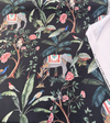 Laos Ebony Black Tropical Monkey Peacock Upholstery Drapery Belle Maison Fabric By The Yard