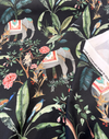 Laos Ebony Black Tropical Monkey Peacock Upholstery Drapery Belle Maison Fabric By The Yard